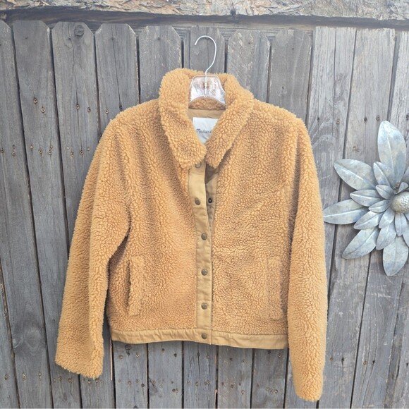 Madewell Sherpa Portland Camel Teddy Jacket Women's Size M - Picture 1 of 7